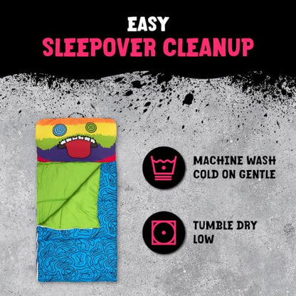 Kids Slumber Bag with Attached Pillow - 27x55 Inch Sleepover Blanket