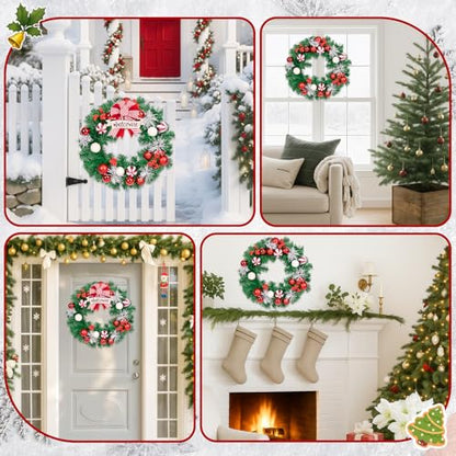20-Inch Christmas Wreath for Front Door Decor Peppermint Holiday Flower - Variation Wreath 7