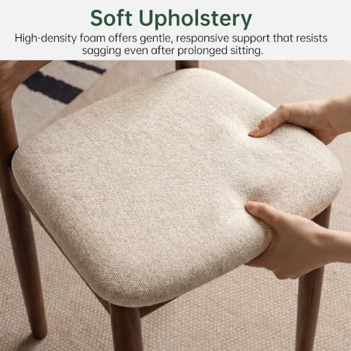 Vanity Stool Oak Wood with Walnut-White Finish — Solid Oak Home Vanity Chair, 14.29 W x 14.56 D x 20.67 H (Variation: Walnut-White)