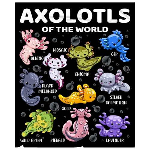Axolotl Plush Blanket for Teens - Cute Axolotls of The World 50x60" Throw Bedding