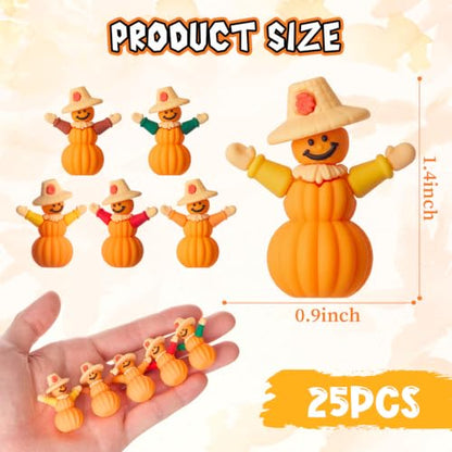 Beeveer 25 Pcs Fall Pumpkin Scarecrow Mini Figurines - Thanksgiving Decor