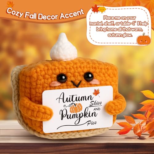 Autumn Skies Thanksgiving Mini Pumpkin Pie Crochet Doll - Fall Holiday Decor