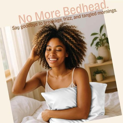 BLISSFORD Satin Pillowcase Set - Soft & Cool Zippered Design for Hair & Skin Care | White, Standard Size - 2 Pack