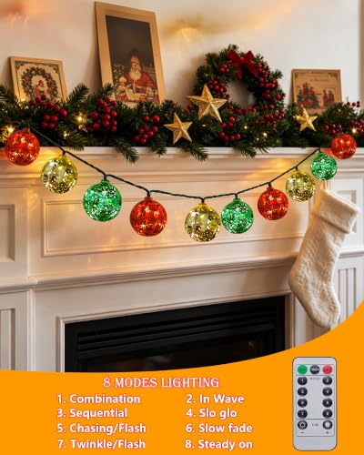 Battery Operated Christmas String Lights 22FT with 20 LEDs, 8 Modes, Timer for Indoor & Outdoor Decor