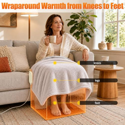 Grey Under Desk Heater with Foot Warmer & Blanket - Foldable & Quiet