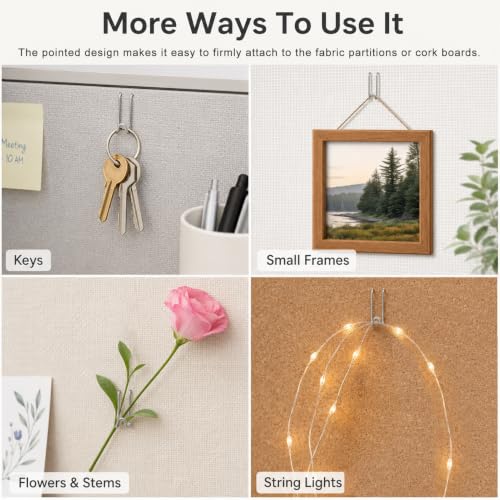 36 Pack Cubicle Wall Hooks for Office & Home - Stainless Steel Hangers with Storage Box