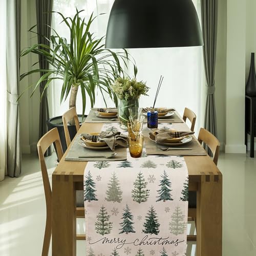 Christmas Table Runner Snowflake Snow Tree Holiday Decor 13x72