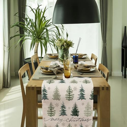 Christmas Table Runner Snowflake Snow Tree Holiday Decor 13x72