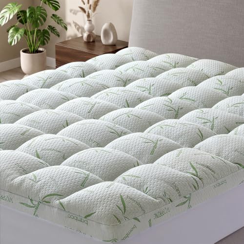 Green 4 Inch Memory Foam Mattress Topper Queen Size Cooling Gel Bamboo Cover