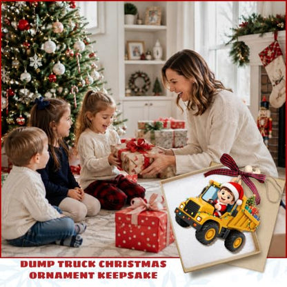 Dump Truck Christmas Ornament - Kids Construction Toy for Tree Decoration - Variation of THIS listing