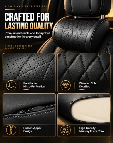 Universal Memory Foam Car Headrest Neck Pillow Black - Adjustable & Removable Cover
