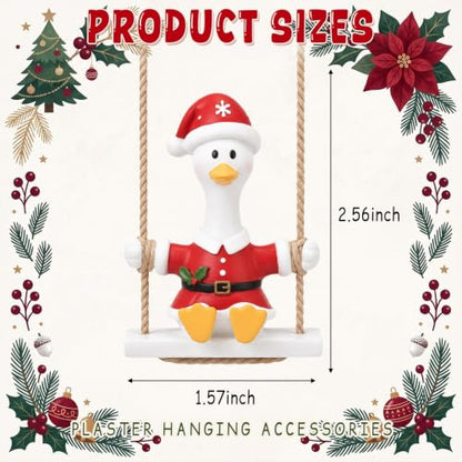 Christmas Swinging Santa Goose Car Hanging Ornament - Rearview Mirror Decor