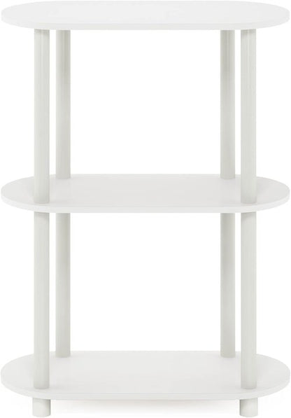 Furinno 3-Tier Modern Oval Side Display Rack - No Tools Required, White Finish