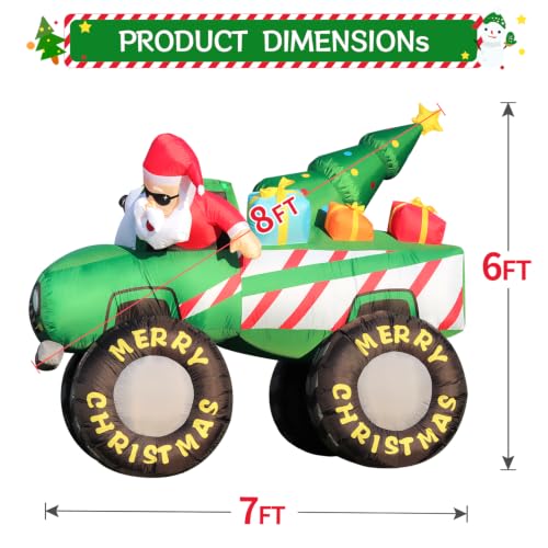Christmas Inflatable Monster Truck with Santa Reindeer & LED Lights - Yard Decor