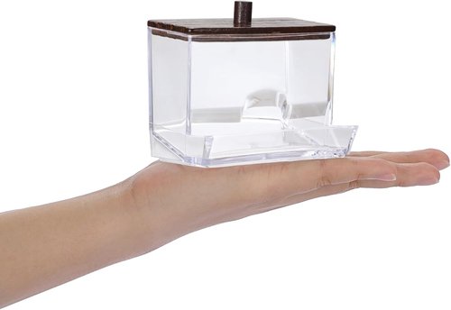Hipiwe Acrylic Cotton Ball Holder - Clear Qtip Canister with Lid | Bathroom Makeup Organizer - 3 Pack