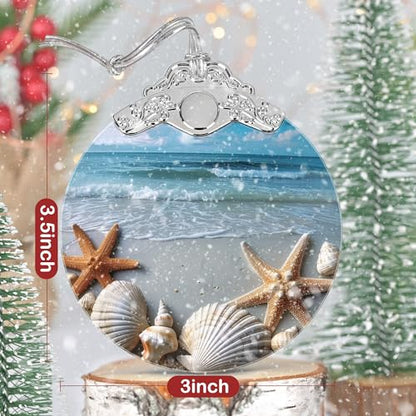3-Inch Stained Glass Christmas Ornament - Starfish and Seashells Heirloom Keepsake