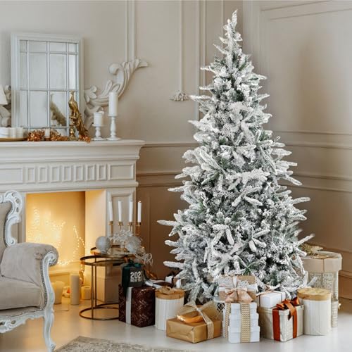 6.5 Ft Mountain Pine Flocked Christmas Tree with Stand - Unlit