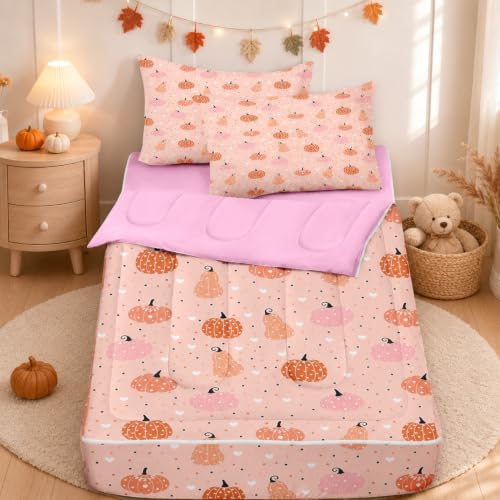 Kids Fall Zippered Bedding Set - Comforter, Fitted Sheet & Pillowcases
