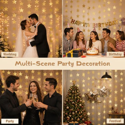 Gold Star Garland Decorations 8PCS 105FT Party Hanging String - Variation 01-Gold