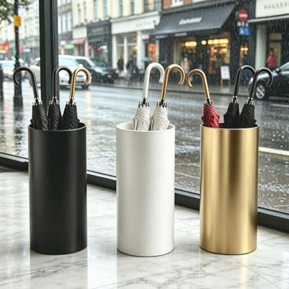 Gold Large Capacity Round Umbrella Holder - Rustproof Floor Stand for Home & Hotel