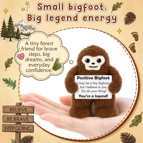 Positive Bigfoot Crochet Gift for Men - Birthday Encouragement Keepsake - Handmade Support Decor