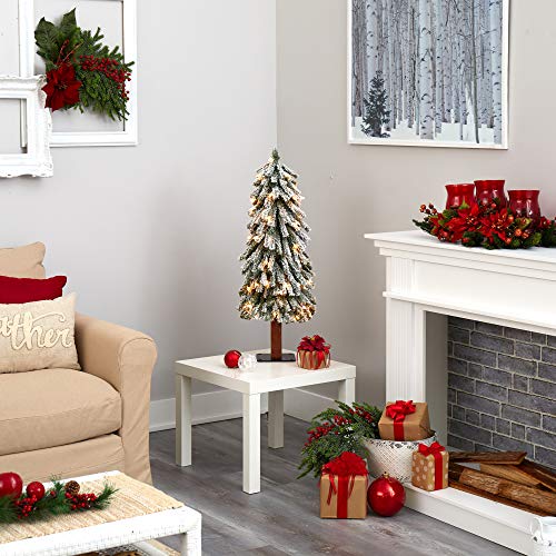 3ft Artificial Christmas Tree with Flocked Branches & Clear Lights