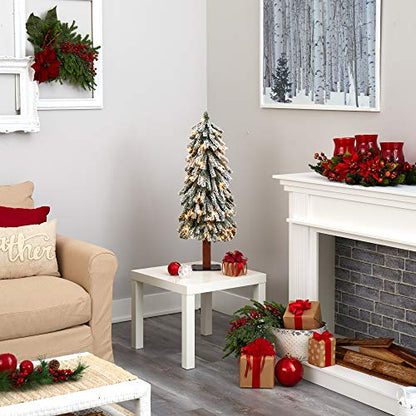 3ft Artificial Christmas Tree with Flocked Branches & Clear Lights