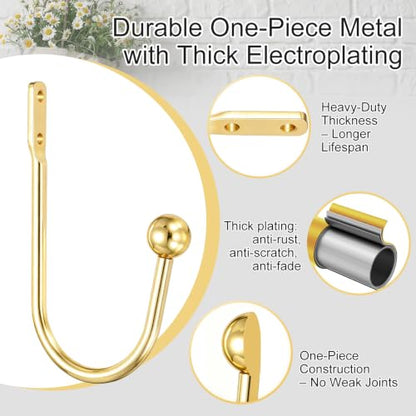 uxcell Gold Curtain Holdbacks 6 PCS Wall-Mounted Metal Drapery Hooks
