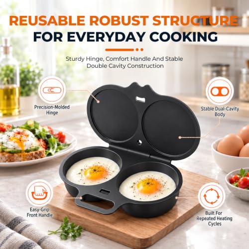 Dark Gray 2-Piece Microwave Egg Poacher with Lid & Handle - Quick Oil-Free Cooking