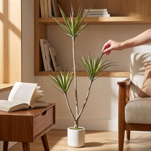 4ft Dracaena Marginata Artificial Tree with 3-Heads - Faux Indoor Plant, Variation: 3ft 11in