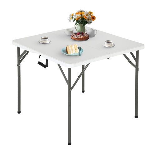 FDW 34" Folding Card Table Plastic, Portable Square Height, Perfect for Party and Parties Backyard Events, White