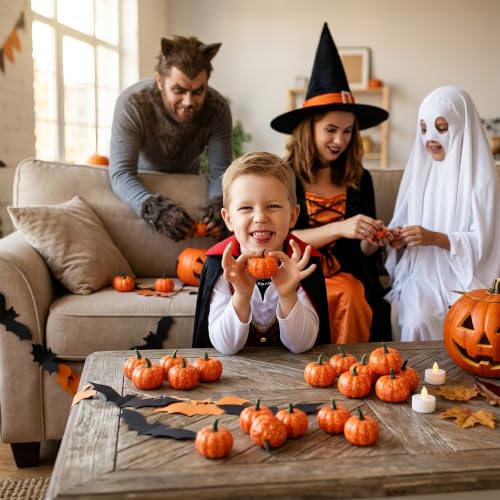 Mini Foam Pumpkins for Fall & Halloween Decor - 16 Pcs