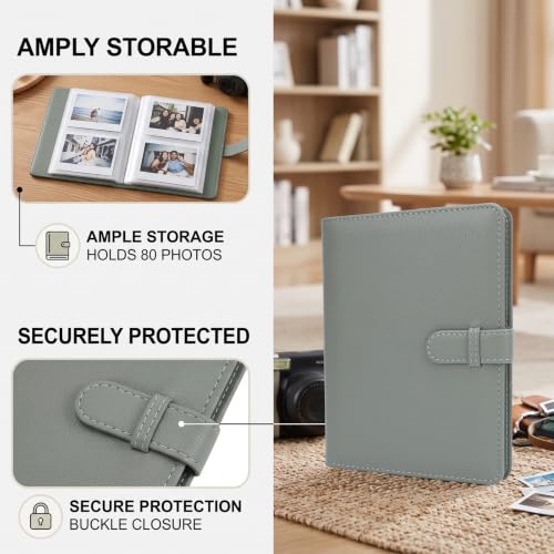 Green 3.5x5 Photo Album for Wide 400, 300, 210 Instant Cameras, 80 Pockets