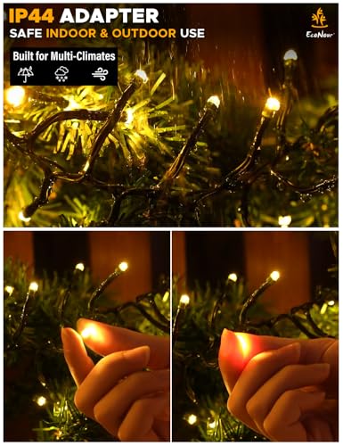 EcoNour 1500 LED Cluster Warm White Christmas Lights - 8 Modes, 61.5 Ft