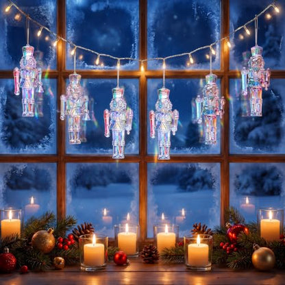 Iridescent Christmas Nutcracker Ornaments - Set of 6 Holiday Decorations
