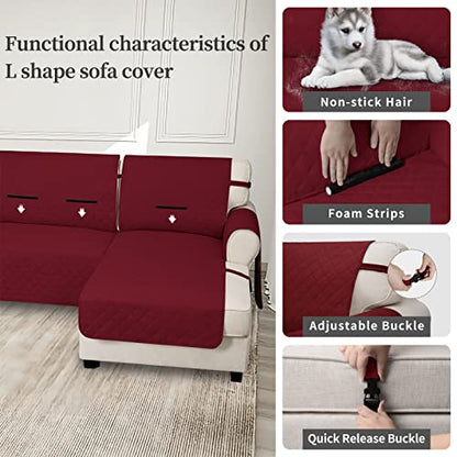 Waterproof L-Shape Sectional Couch Cover - X-Large Christmas Red, 2-Piece