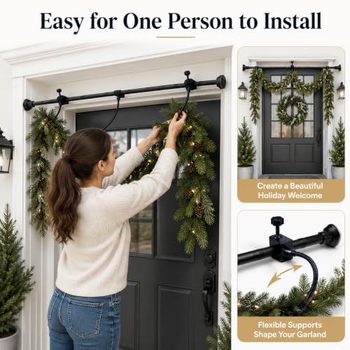 Adjustable Garland Hanger for Front Door Frame 31.5-80.7 Inches - Damage-Free Support