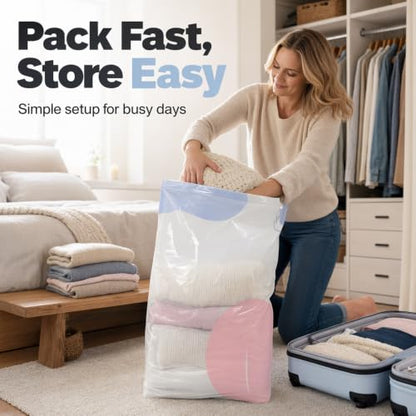 Large No-Pump Vacuum Storage Bags - 31.5x39.4in Compression Organizer for Clothes & Comforters (2 Pack)