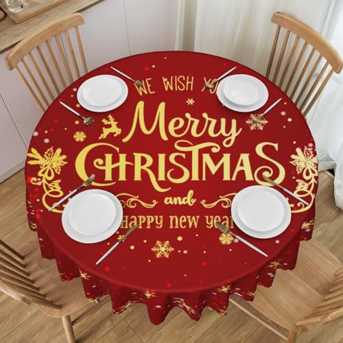 Christmas Table Cloth 36" Round Snowflake Pattern - Waterproof Polyester (Variation: Christmas-4 / 36" Round)