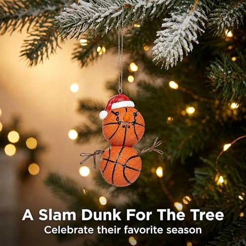 Basketball Snowman Christmas Ornament - Sporty Holiday Decor