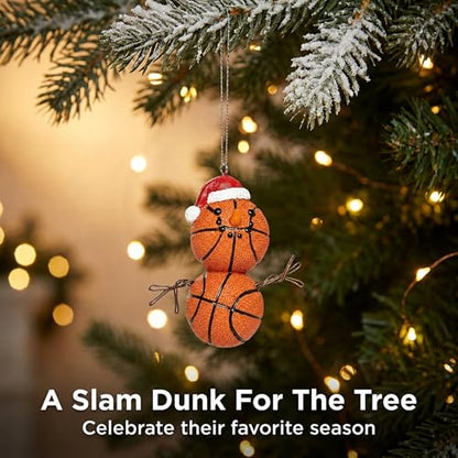 Basketball Snowman Christmas Ornament - Sporty Holiday Decor