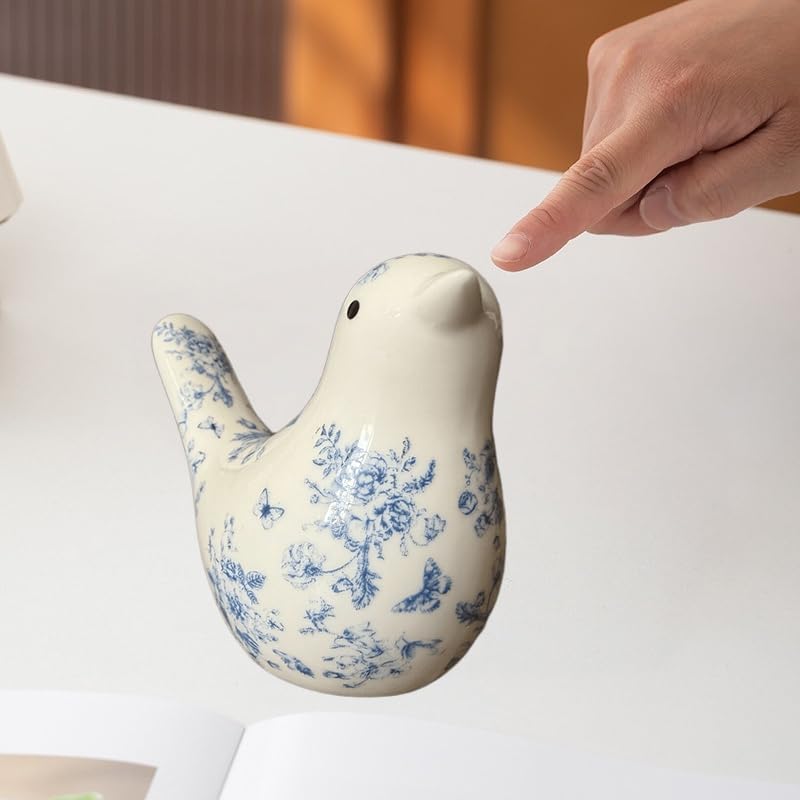 Cyan Bird Toilet Bolt Covers Set of 2 Ceramic Bathroom Decor