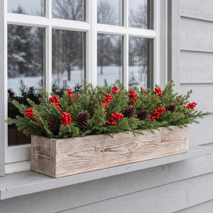 Artificial Christmas Pine Branches 6 Pack Outdoor Decor - Realistic Winter Greenery