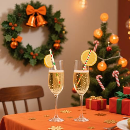 Green Christmas Paper Straws - 100 Pack for Holiday Parties & DIY Decorations