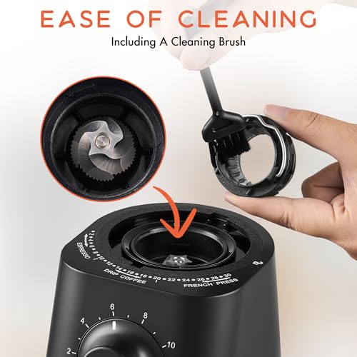 Electric Conical Burr Coffee Grinder with 30 Grind Settings, Anti-Static, Compact Home Use