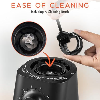 Electric Conical Burr Coffee Grinder with 30 Grind Settings, Anti-Static, Compact Home Use