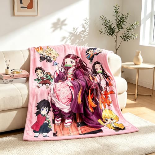 Anime Demon Flannel Blanket - Soft 50x60 Inch Sofa Bed Throw for Fans