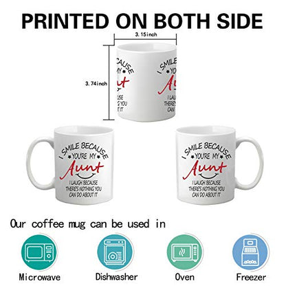 White Aunt Mug - I Smile Because You Are My Aunt 11oz Gift Coffee Cup
