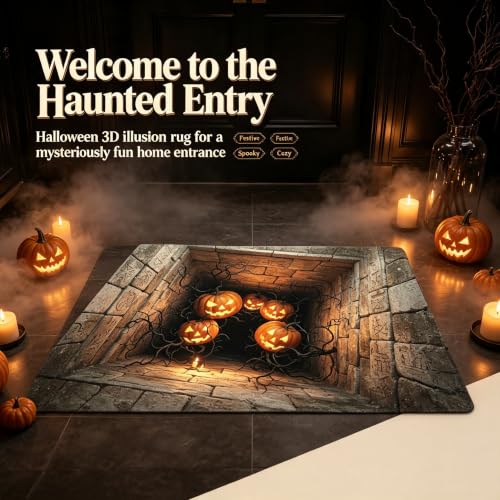 Halloween 3D Ghost Rug - Novelty Optical Illusion Floor Mat with Depth Pattern 47.2x31.5in
