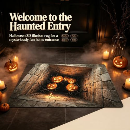 Halloween 3D Ghost Rug - Novelty Optical Illusion Floor Mat with Depth Pattern 47.2x31.5in